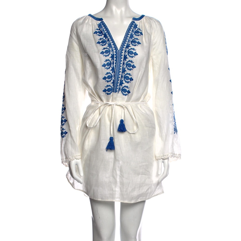 TORY BURCH embroidered linen dress
